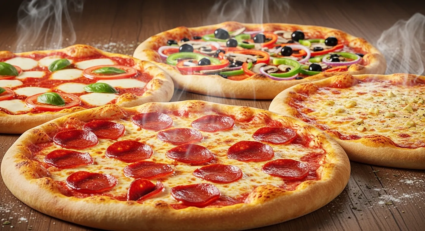 Papa Johns Classic Pizzas with fresh dough and real mozzarella