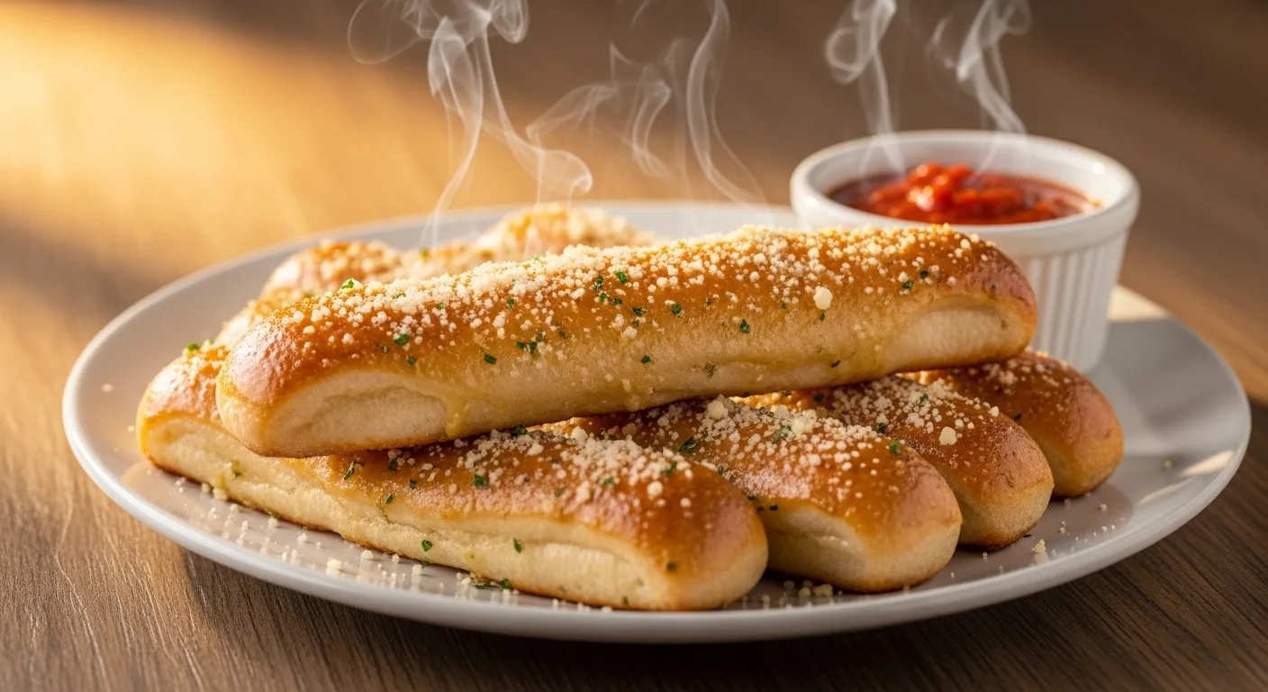 Papa Johns Garlic Parmesan Breadsticks baked golden brown
